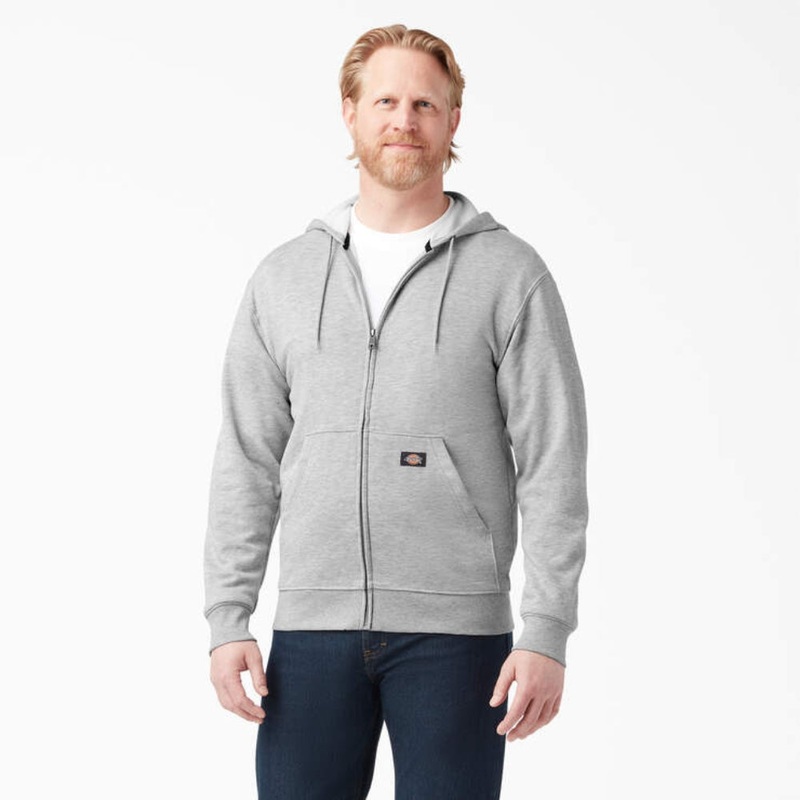 Dickies Men’s Midweight Zip Fleece Hoodie Heather Gray S