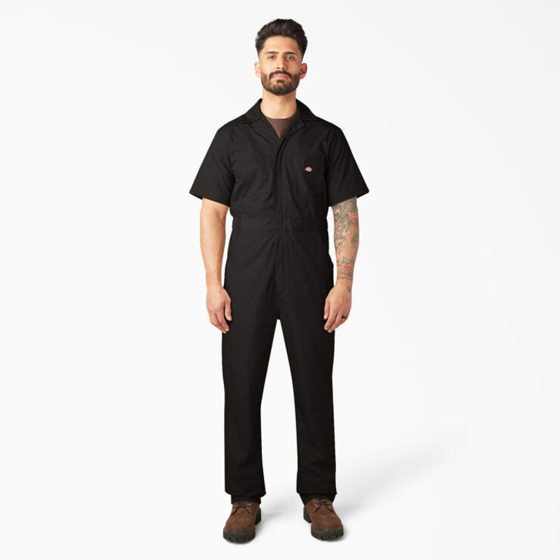 Dickies Men’s Short Sleeve Coveralls Black M Regular