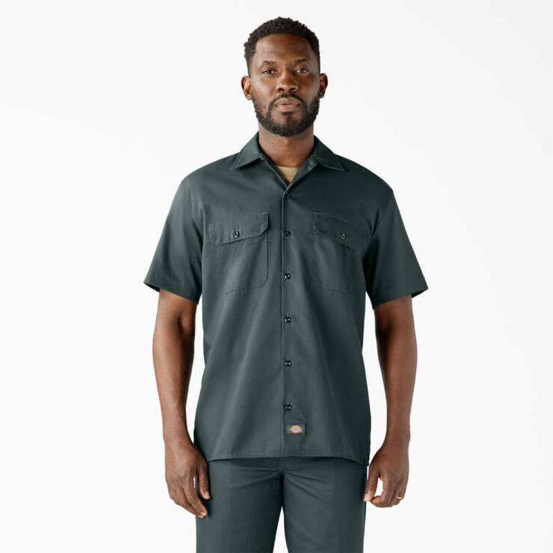 Dickies Men’s Short Sleeve Work Shirt Hunter Green S