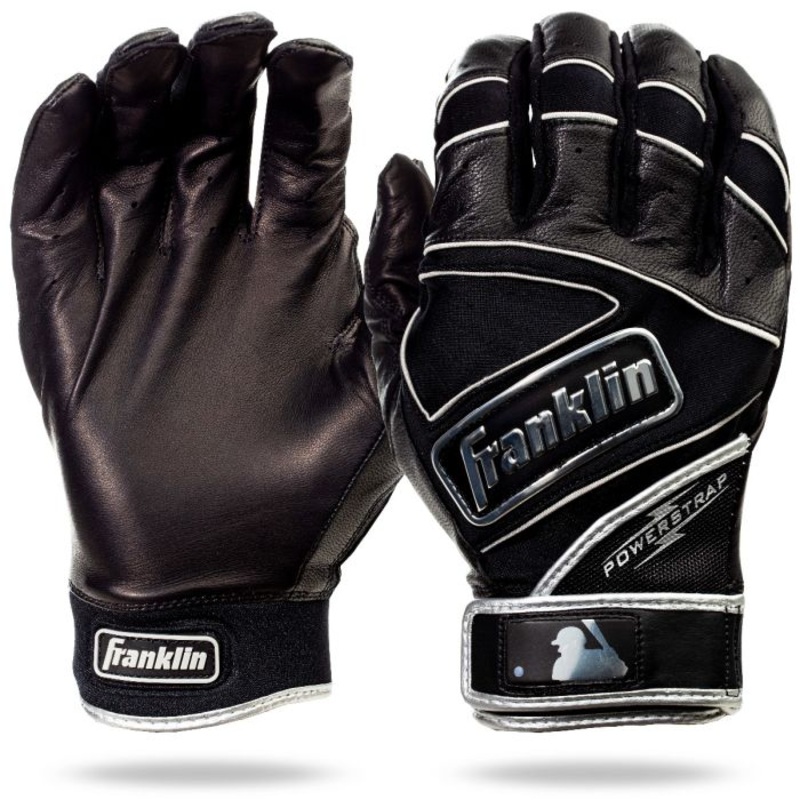 Franklin Men’s Powerstrap Chrome Batting Gloves Black Youth M
