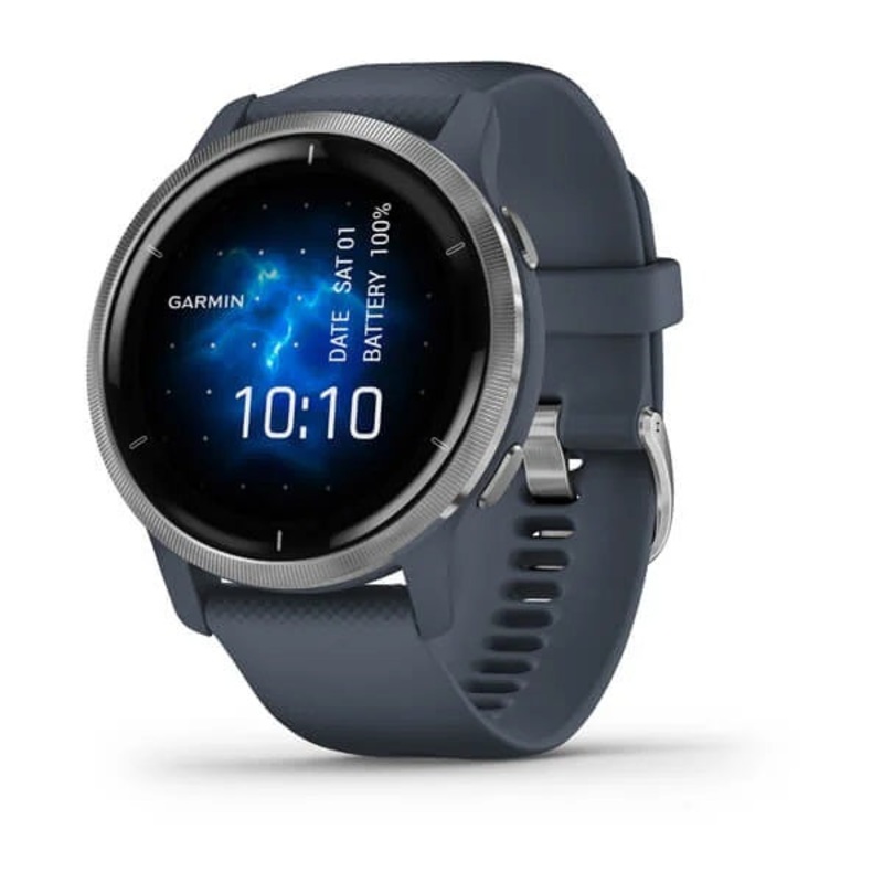 Garmin Venu 2 GPS Multisport Smartwatch Blue Granite + Passivated – Open Box Blue Granite + Passivated 45MM