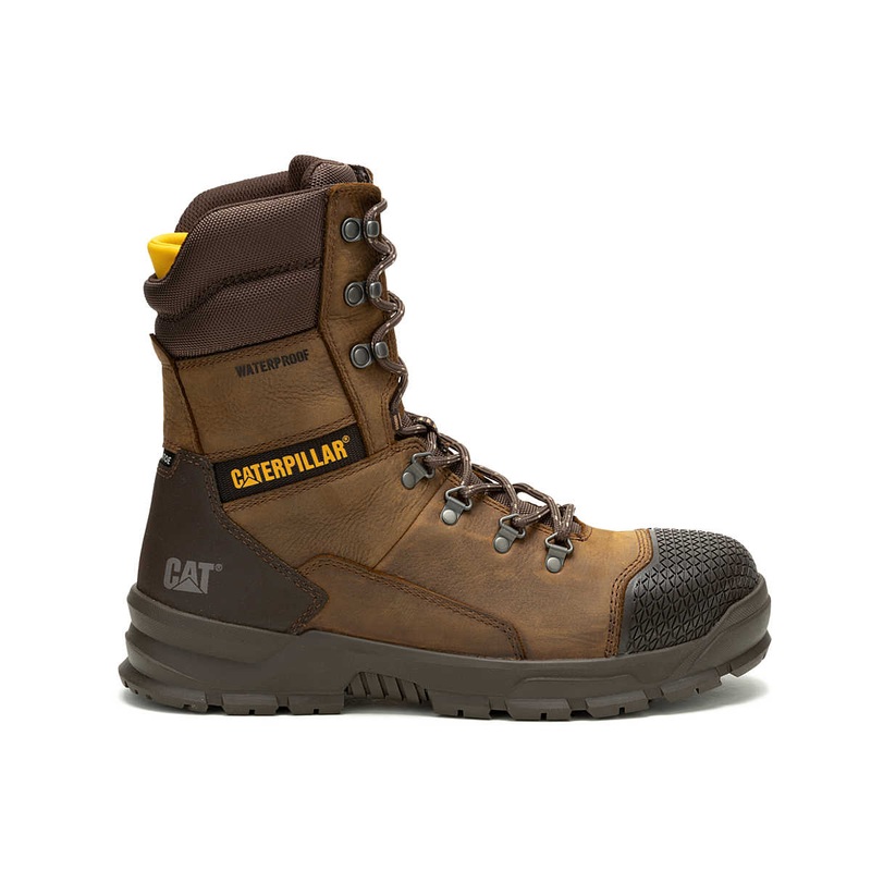 Caterpillar Men’s Accomplice X 8″ Waterproof Steel Toe Work Boots Real Brown 11.5 Medium