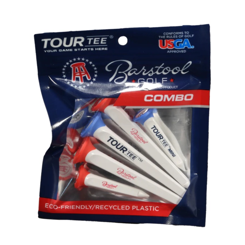 CMC Design Barstool Golf TourTee Golf Tees – Combo 5 Pack White/Red/Blue
