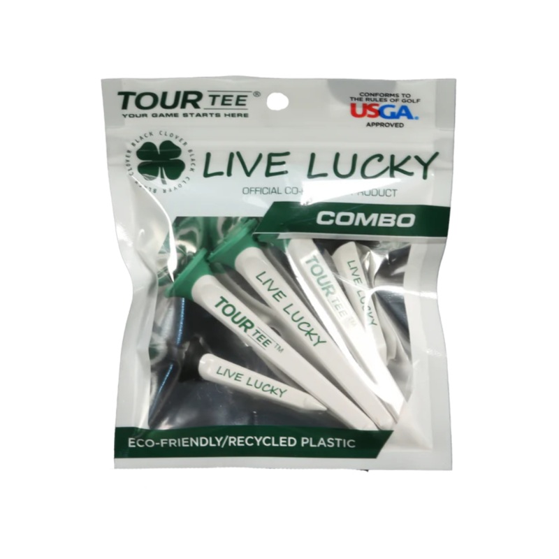 CMC Design Black Clover Live Lucky TourTee Golf Tees – Combo 5 Pack White/Green