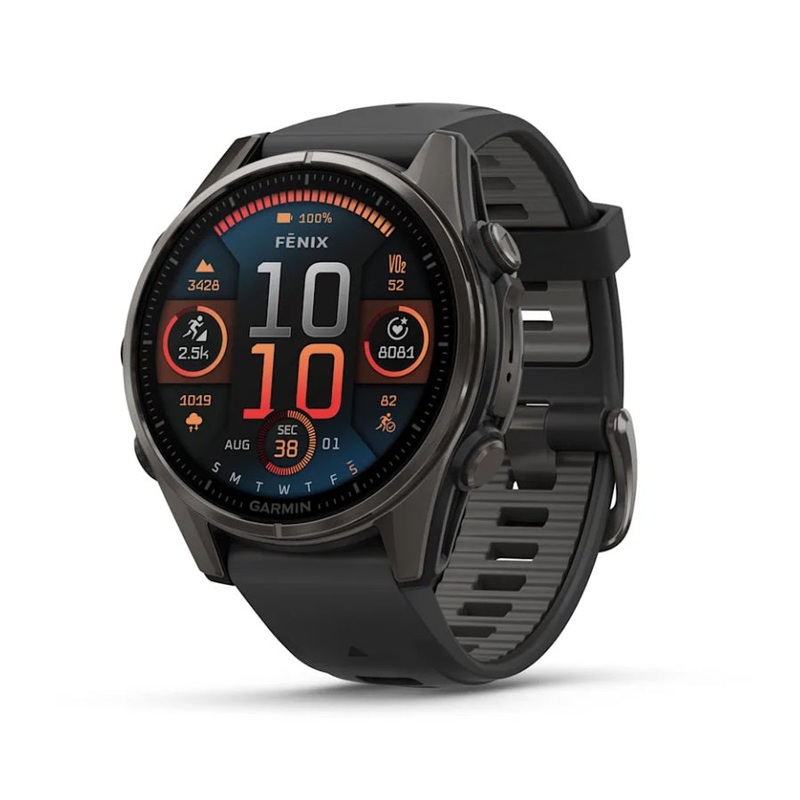 Garmin fenix 8 GPS Watch 43 mm Sapphire Carbon Gray DLC Titanium with Black/Pebble Gray Silicone Sapphire Carbon Gray DLC Titanium with Black/Pebble Gray Silicone