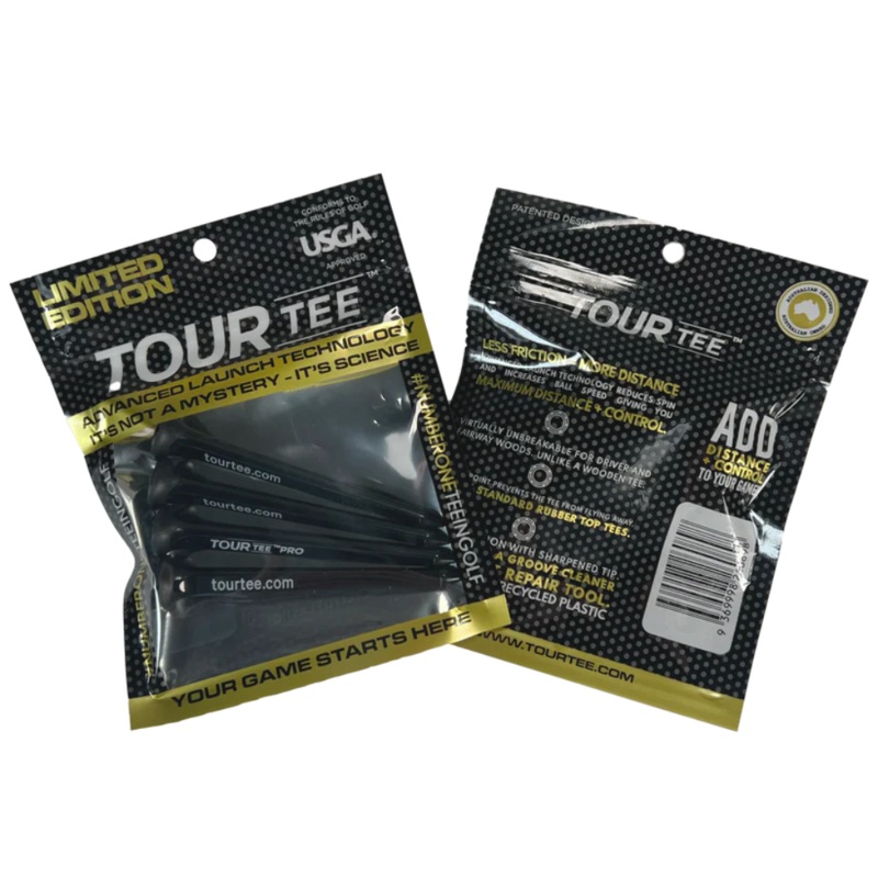 TourTee Black Pro 3 1/4″ Limited Edition Golf Tees – 4 Pack Black