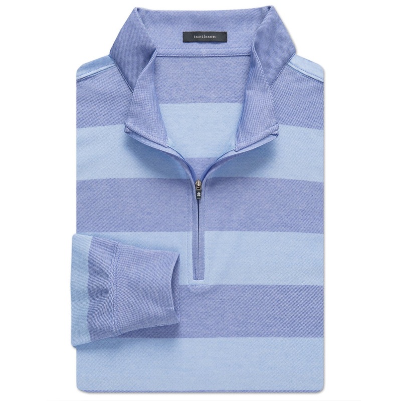 Turtleson Rugby Stripe Quarter-Zip Pullover Marine/Luxe Blue L