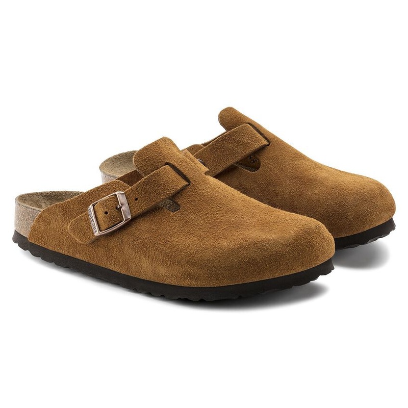 Birkenstock Boston Soft Footbed Suede Leather Sandal Mink Regular 11-11.5 Women/ 9-9.5 Men