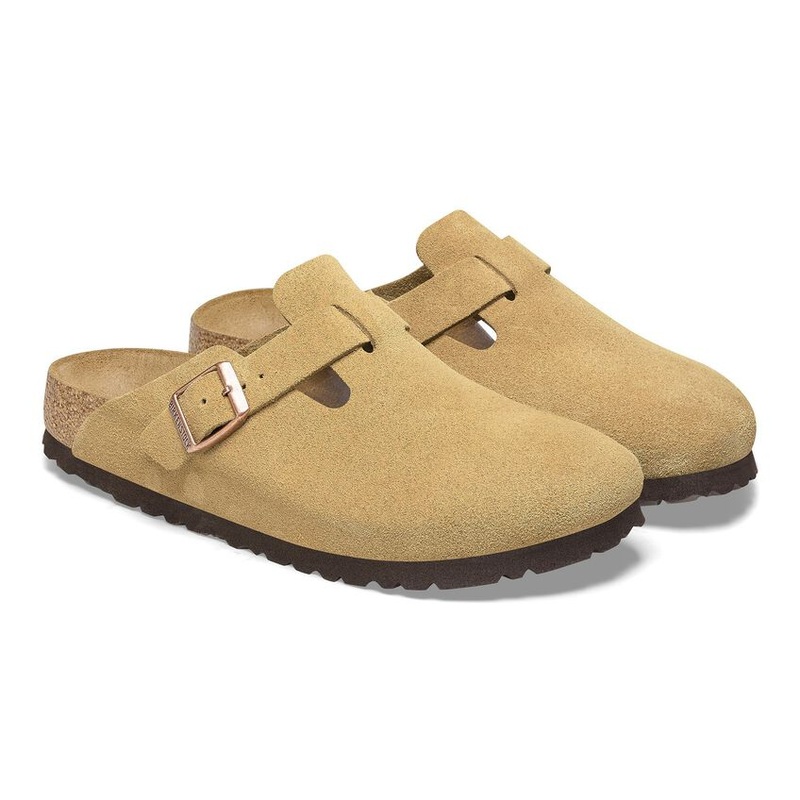Birkenstock Boston Suede Leather Sandal Latte Cream Narrow 6-6.5 Women