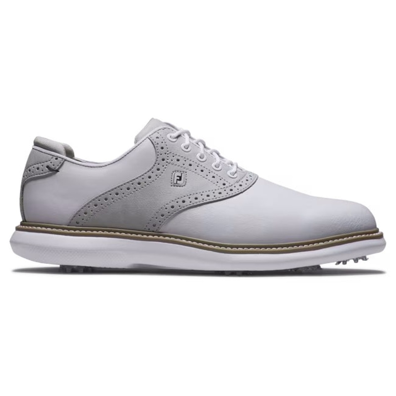 FootJoy Men’s Traditions Golf Shoe – 57957 White/Grey/Tan White/Grey/Tan Medium 8.5