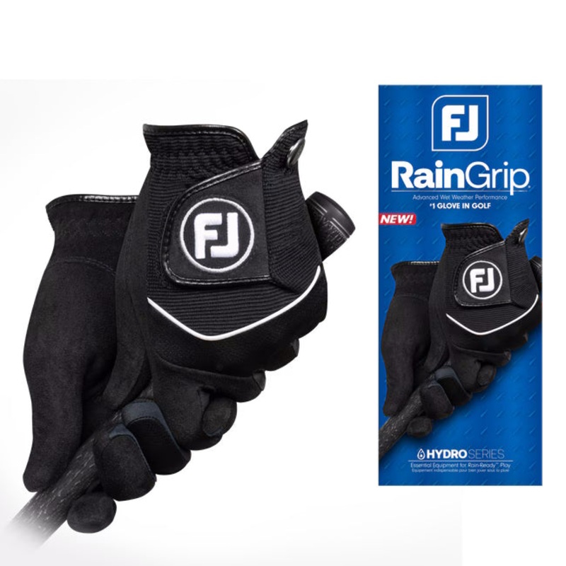 FootJoy RainGrip Black Golf Gloves (1 Pair) Black XL