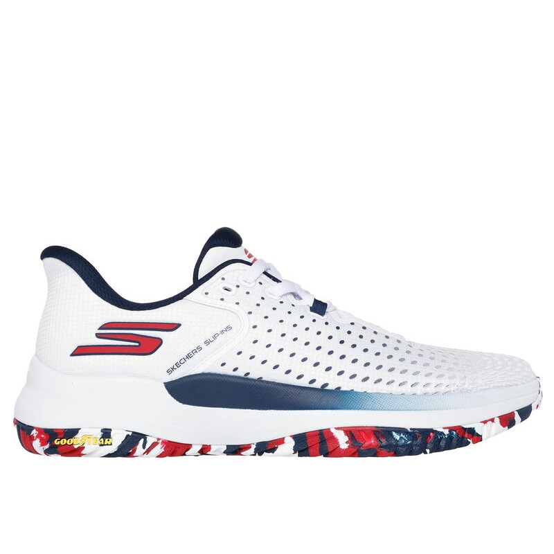 Skechers Men’s Slip-ins Viper Court Elite Pickleball Shoes White/Navy/Red 10