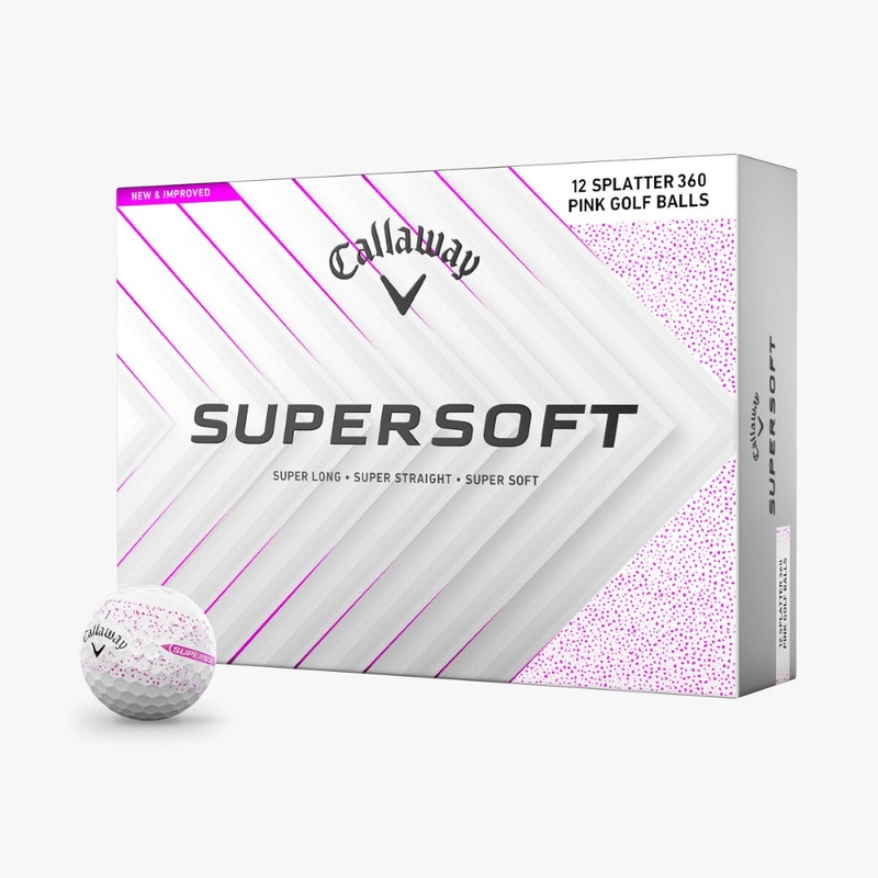 Callaway 2025 SuperSoft Pink Splatter Golf Balls – 1 Dozen Pink Splatter