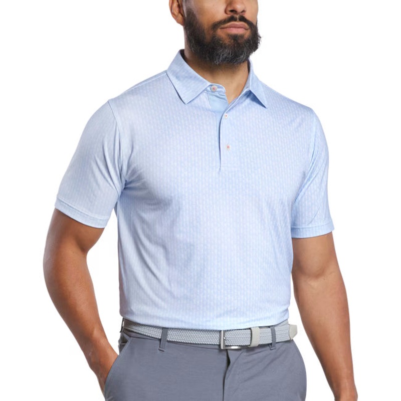 FootJoy Men’s Figure Lisle Golf Polo Skyway/White L