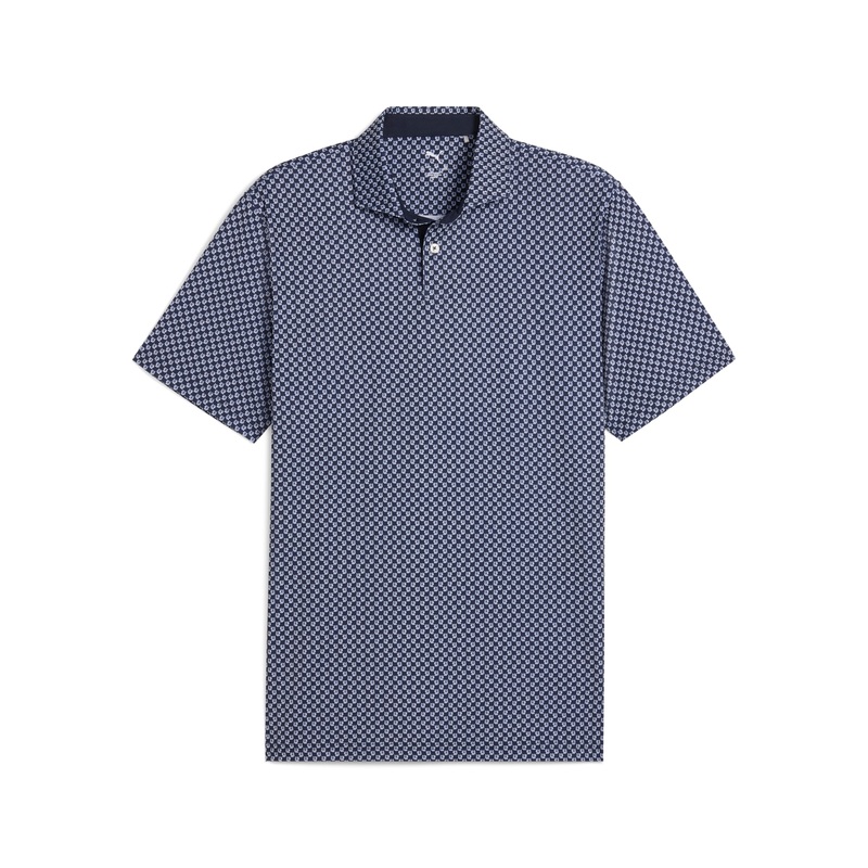 Puma Men’s MATTR Micro Floral Polo Golf Shirt Deep Navy/White Glow XL
