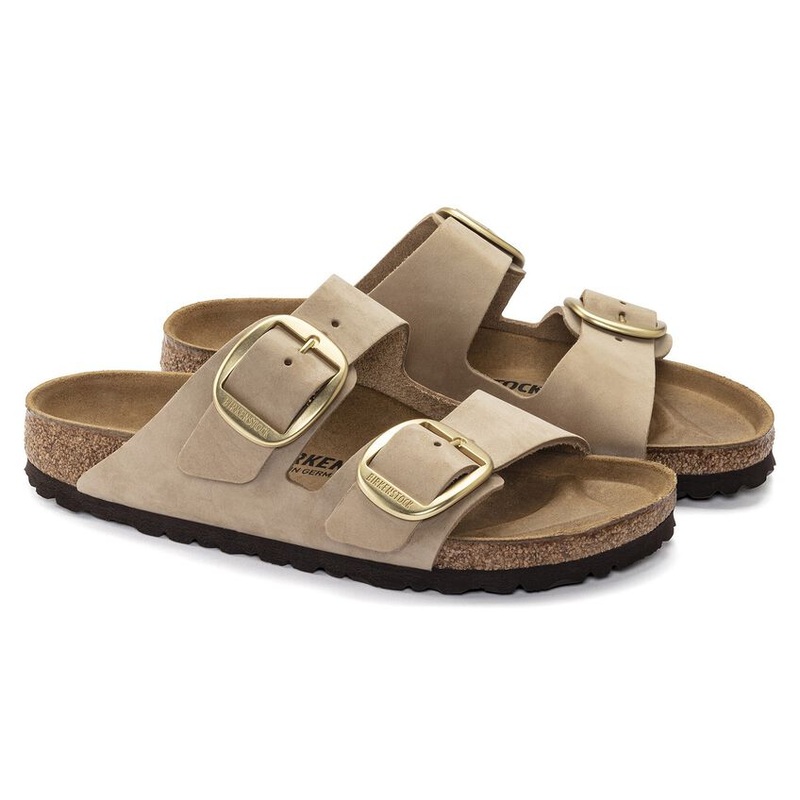 Birkenstock Arizona Big Buckle Nubuck Leather Sandal Sandcastle Narrow 5-5.5 Women