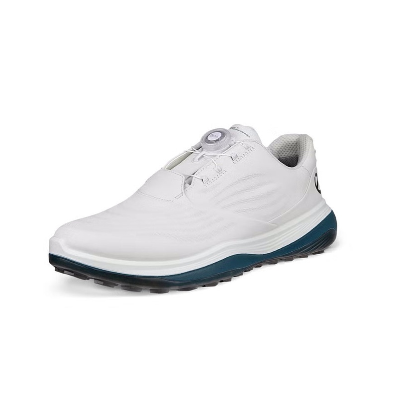 Ecco Men’s LT1 BOA Golf Spikeless Shoes – White White/Petrol 13-13.5