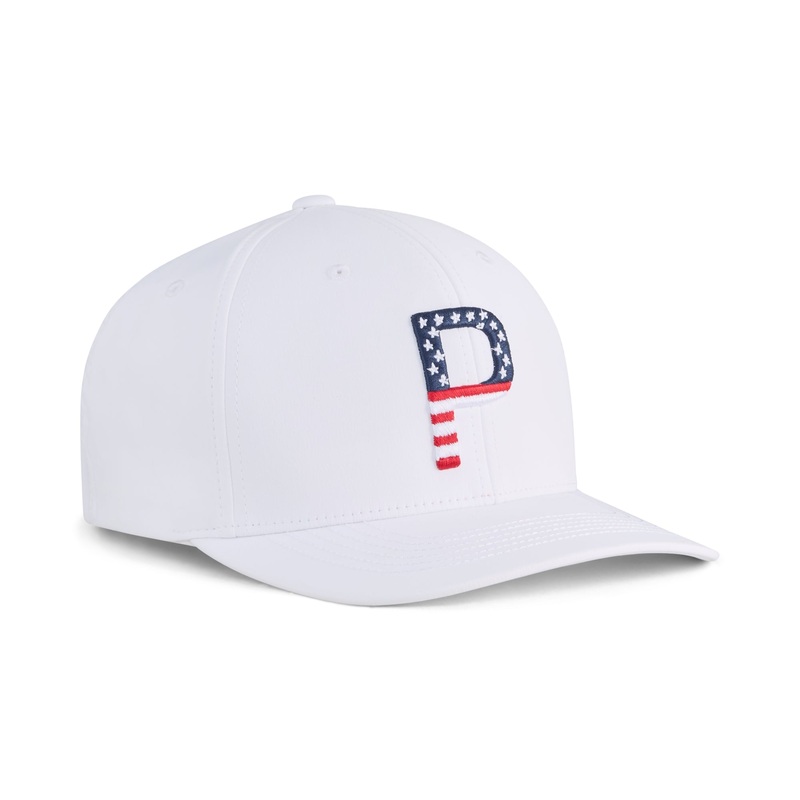 Puma Men’s Pars & Stripes 6-Panel Snapback Golf Hat Deep Navy/White Glow