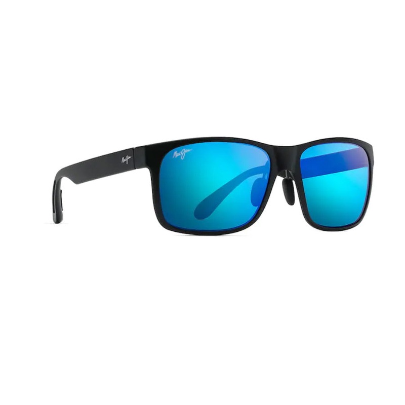 Maui Jim Red Sands Polarized Sunglasses Matte Black Frame Blue Hawaii Lens Matte Black BLUE HAWAII