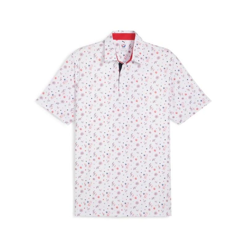 Puma Men’s Volition Celebration Golf Polo White Glow/Deep Navy M