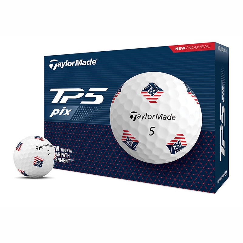 TaylorMade 2024 TP5 pix 3.0 USA White Golf Balls (1 Dozen) White
