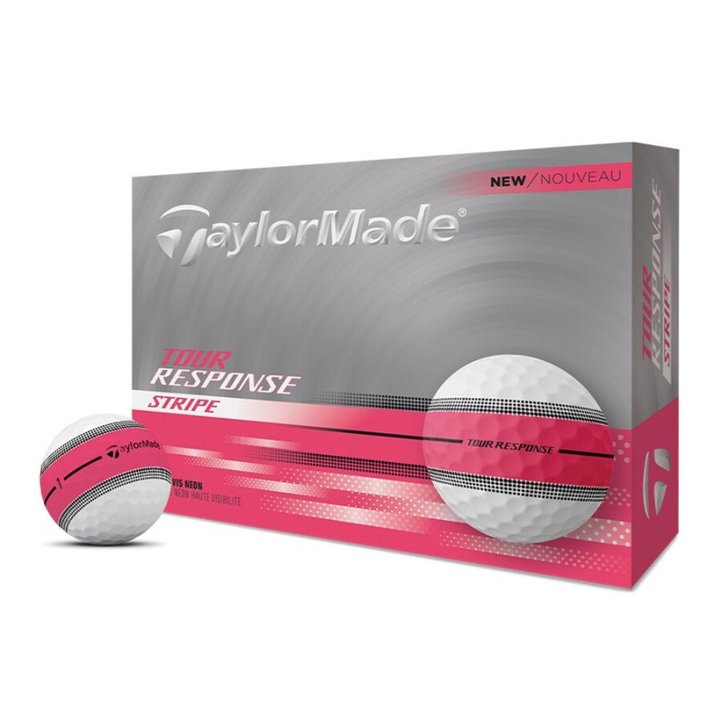 Taylormade Tour Response Stripe Neon Pink Golf Balls (1 Dozen) 2025 Neon Pink Stripe