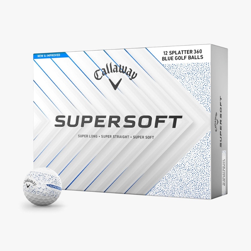 Callaway 2025 SuperSoft Blue Splatter Golf Balls – 1 Dozen Blue Splatter