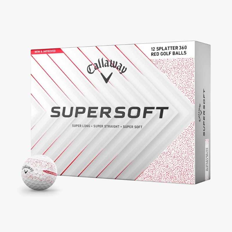 Callaway 2025 SuperSoft Red Splatter Golf Balls – 1 Dozen Red Splatter