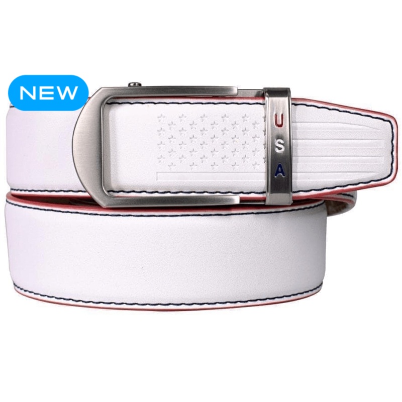 Nexbelt Heritage Anthem White USA Debossed Tip White