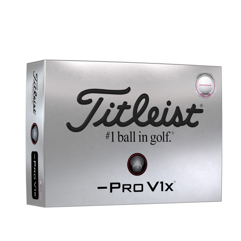 Titleist 2025 Pro V1x Left Dash Performance Align Pink Golf Balls White – Pink Line