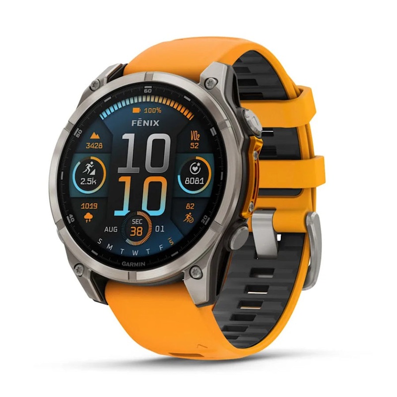 Garmin fenix 8 GPS Watch 47 mm Sapphire Titanium with Spark Orange/Graphite Silicone Band Sapphire Titanium with Spark Orange/Graphite Silicone Band