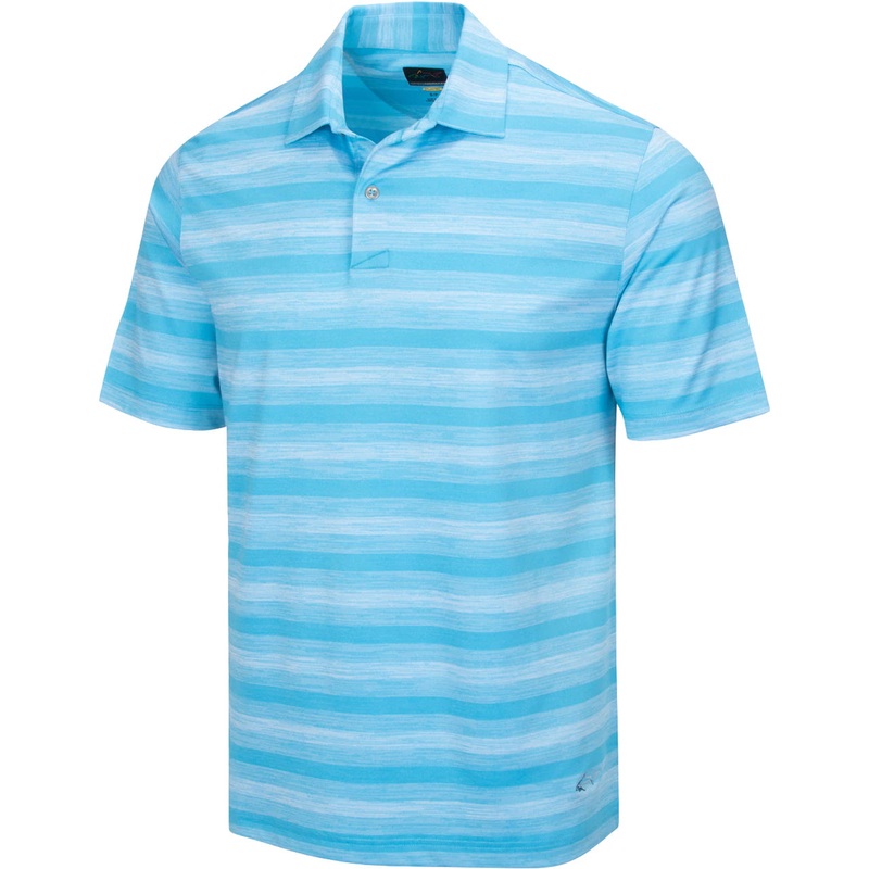 Greg Norman Lab Stripe Polo Riviera Blue Heather S