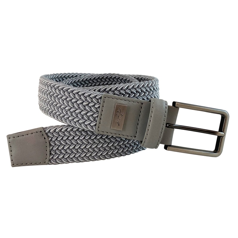 Greg Norman Mens Braided Stretch Golf Belt Lt Gray/White 42
