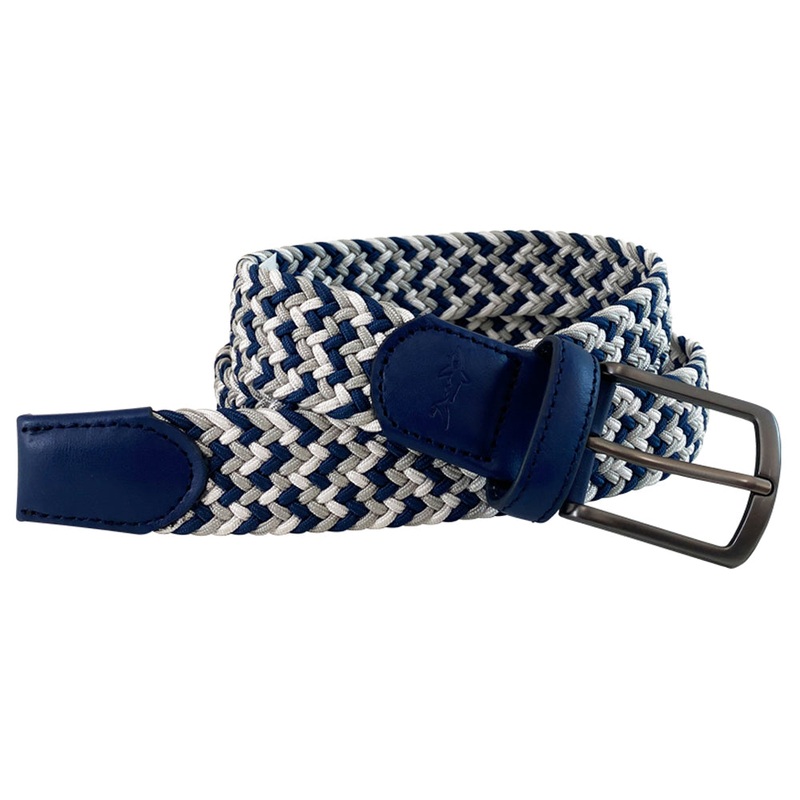 Greg Norman Mens Multicolor Braided Golf Belt Navy/Ltgray/White 42