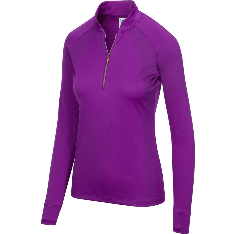 Greg Norman Women’s Long Sleeve Tonal Placement Print Polo Imperial Purple XS