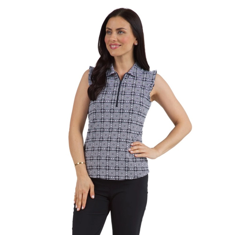 Ibkul Womens Pricilla Print Sleeveless Polo – 44970 S