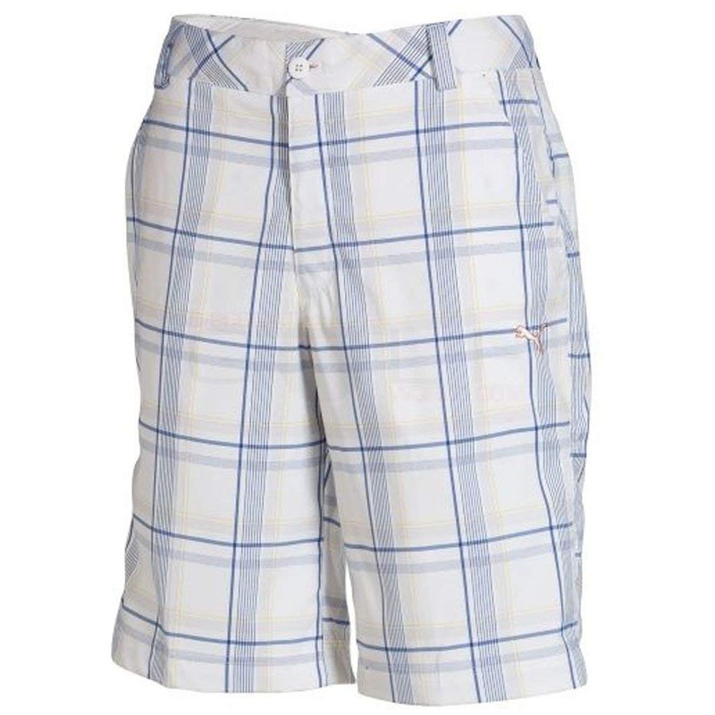 Puma Boys Golf Plaid Tech Short Junior White S