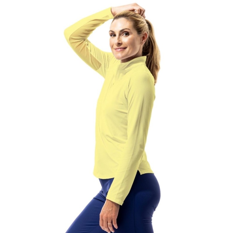 San Soleil Womens Soltek Lux Long Sleeve Solid Mock Buttercup XL