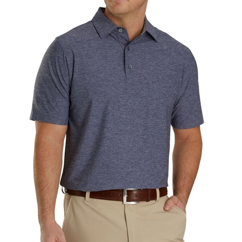 Footjoy Solid Lisle Self Collar Polo (Previous Season Style) Heather Navy S