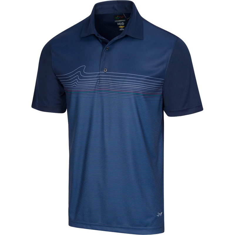 Greg Norman Men’s ML75 Microlux Fin Print Polo Navy S