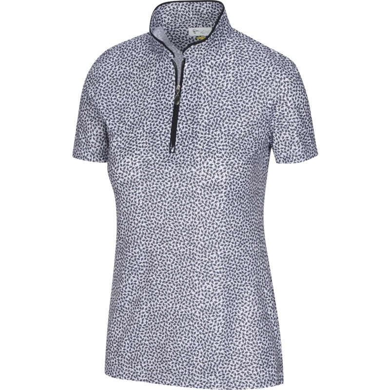 Greg Norman Women’s ML75 Umbrella Print Zip Polo Black XS