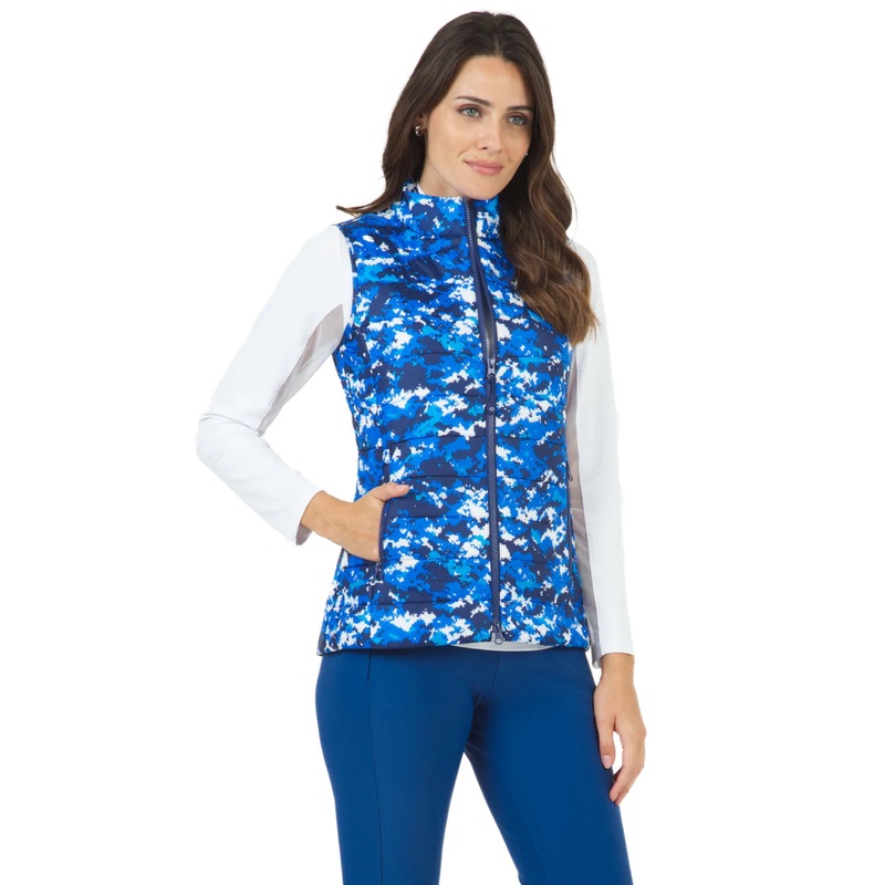 IBKUL Women’s Camo Print Quilted Vest – 34271 Grey/Black XS