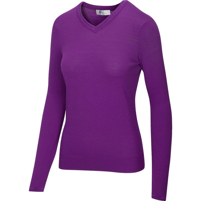 Greg Norman Women’s Lurex Tipped V-Neck Sweater Imperial Purple S