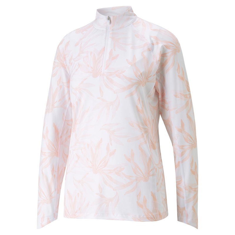 Puma Women’s YouV Palm 1/4 Zip Golf Pullover Bright White/Rose Dust S