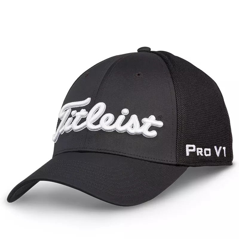 Titleist Sports Mesh Fitted Golf Hat Black M/L