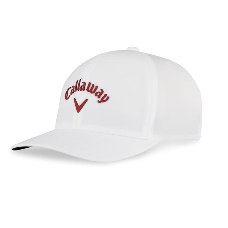 Callaway Men’s Stretch Hat Fitted Golf Cap 2024 White/Cardinal L/XL