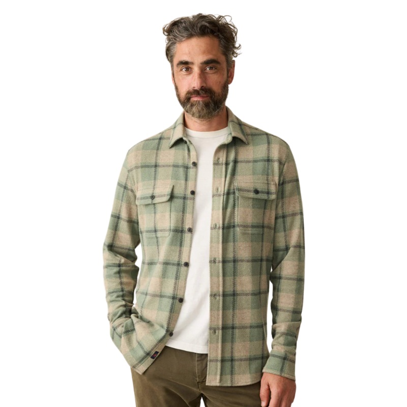 Faherty Men’s Legend Sweater Shirt Forest Driver Plaid XL
