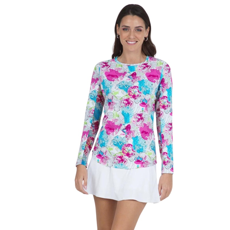 IBKUL Women’s Paddy Long Sleeve Crew Neck – 12757 Lime Multi M