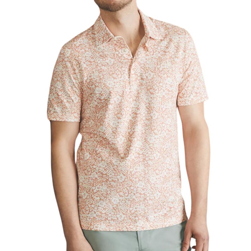 Faherty Men’s Movement Short-Sleeve Pique Polo Hilo Rose Floral Print L