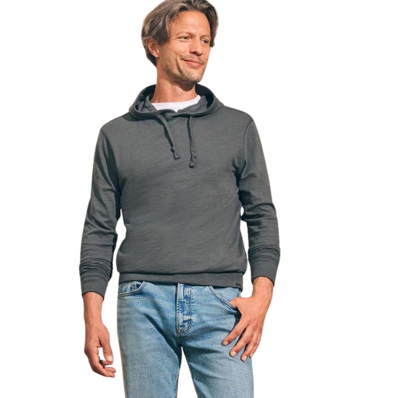 Faherty Men’s Sunwashed Slub Hoodie Graphite XXL